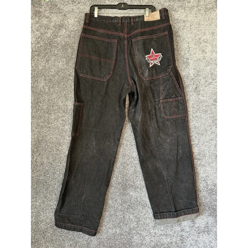 Vtg Platinum Nova Baggy Wide Y2K Jeans Mens 36X32 All Stars Fubu Patches Hiphip